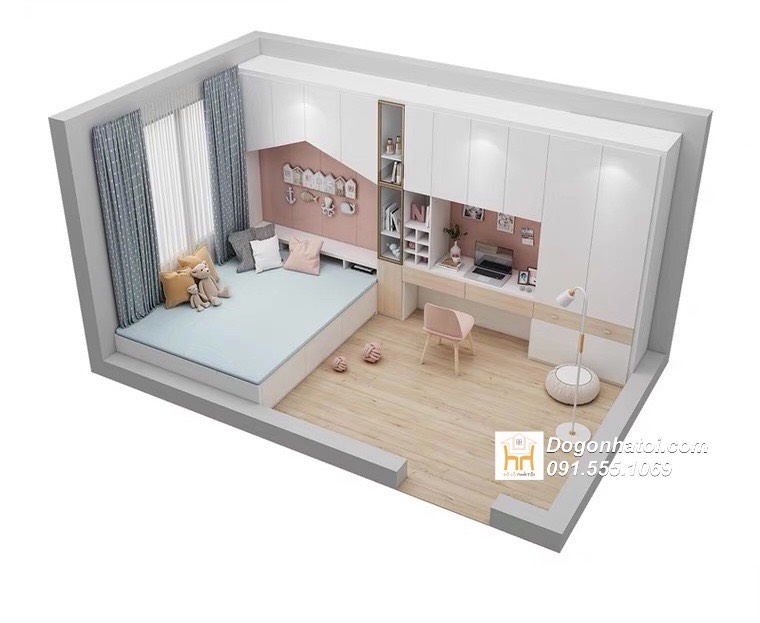 Tủ quần áo kết hợp giá sách và giường ngủ - TA220