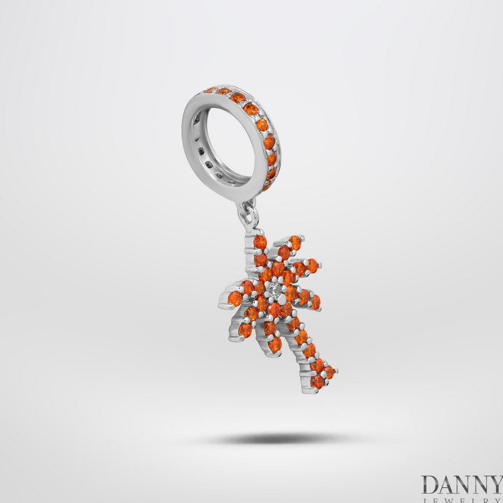 Charm Bạc 925 Danny Jewelry Đính Đá Màu - Biểu tượng Cây Dừa PK011S Xi Rhodium