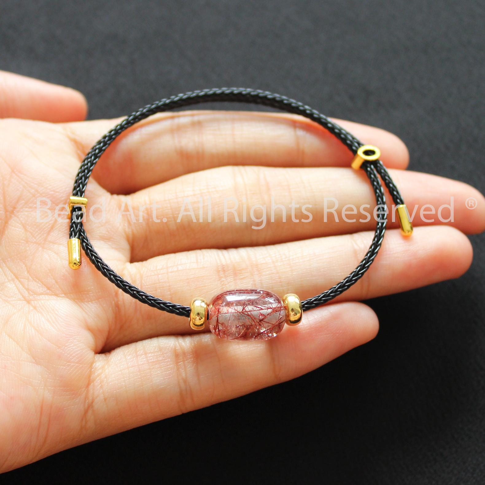 Vòng Tay L.Thống Thạch Anh Tóc Đỏ Loại AAA, Hoả, Thổ, Vòng Tay Phong Thuỷ, Chuỗi Hạt - Bead Art
