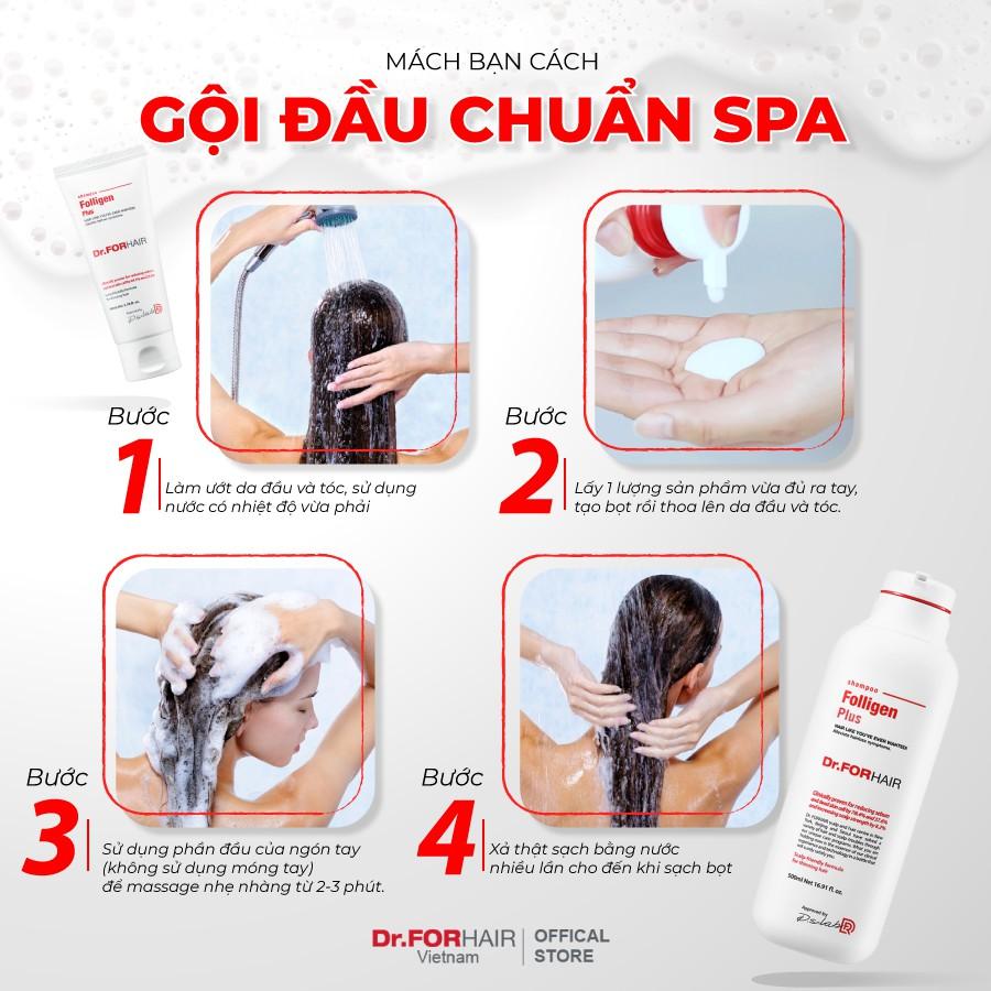 Bộ gội xả mini giúp sạch gàu giảm rụng và suôn mượt tóc Dr.FORHAIR Folligen Plus 100ml x Scalp Pack 50ml x Sea Salt Scaler 50g