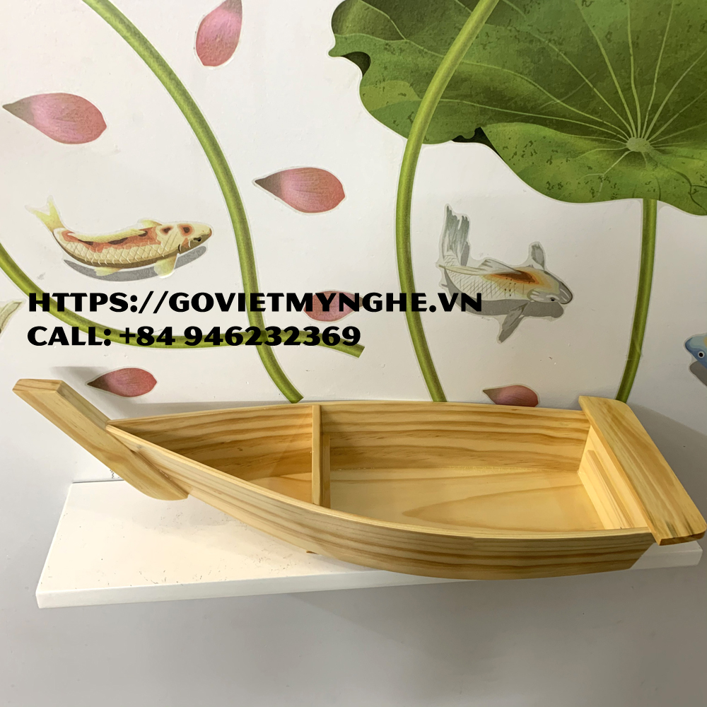 Khay thuyền gỗ đựng sushi - khay gỗ đựng sashimi hình con thuyền gỗ sushi - Gỗ thông tự nhiên