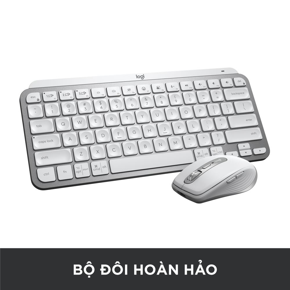 Bàn phím không dây Bluetooth Logitech MX Keys Mini - Nhỏ gọn, Phím tắt thông minh, Có bản cho Mac - Trắng xám - Hàng chính hãng