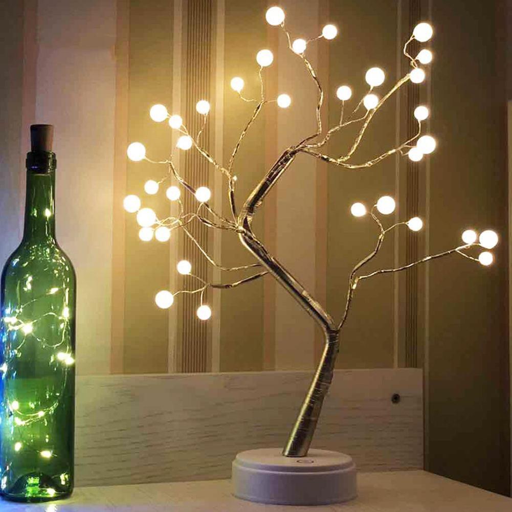 Đèn Led hình cây để bàn Trang Trí phòng đẹp lấp lánh - Loại 36 bóng to