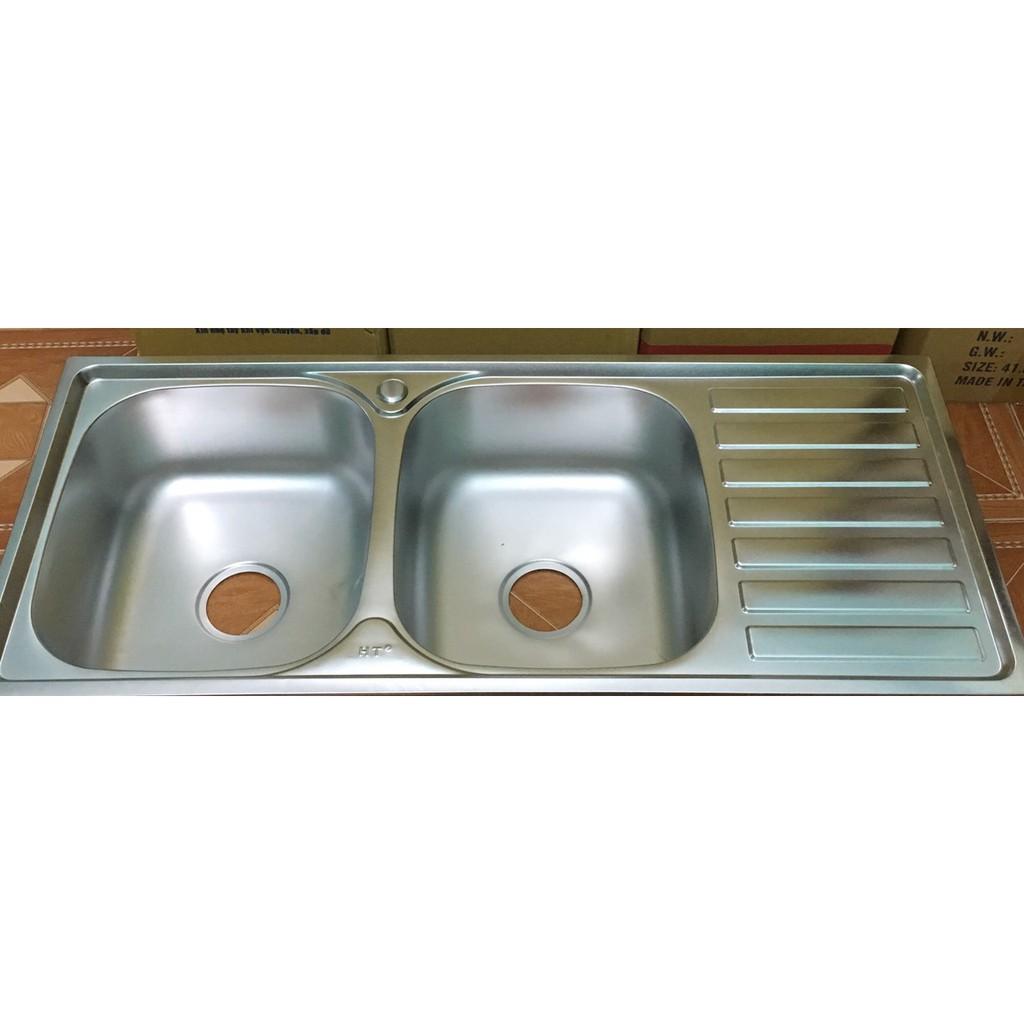 COMBO CHẬU RỬA CHEN 2 HỘC ,1 CÁNH +VÒI INOX 304+DÂY CÂP NƯỚC NHỰA