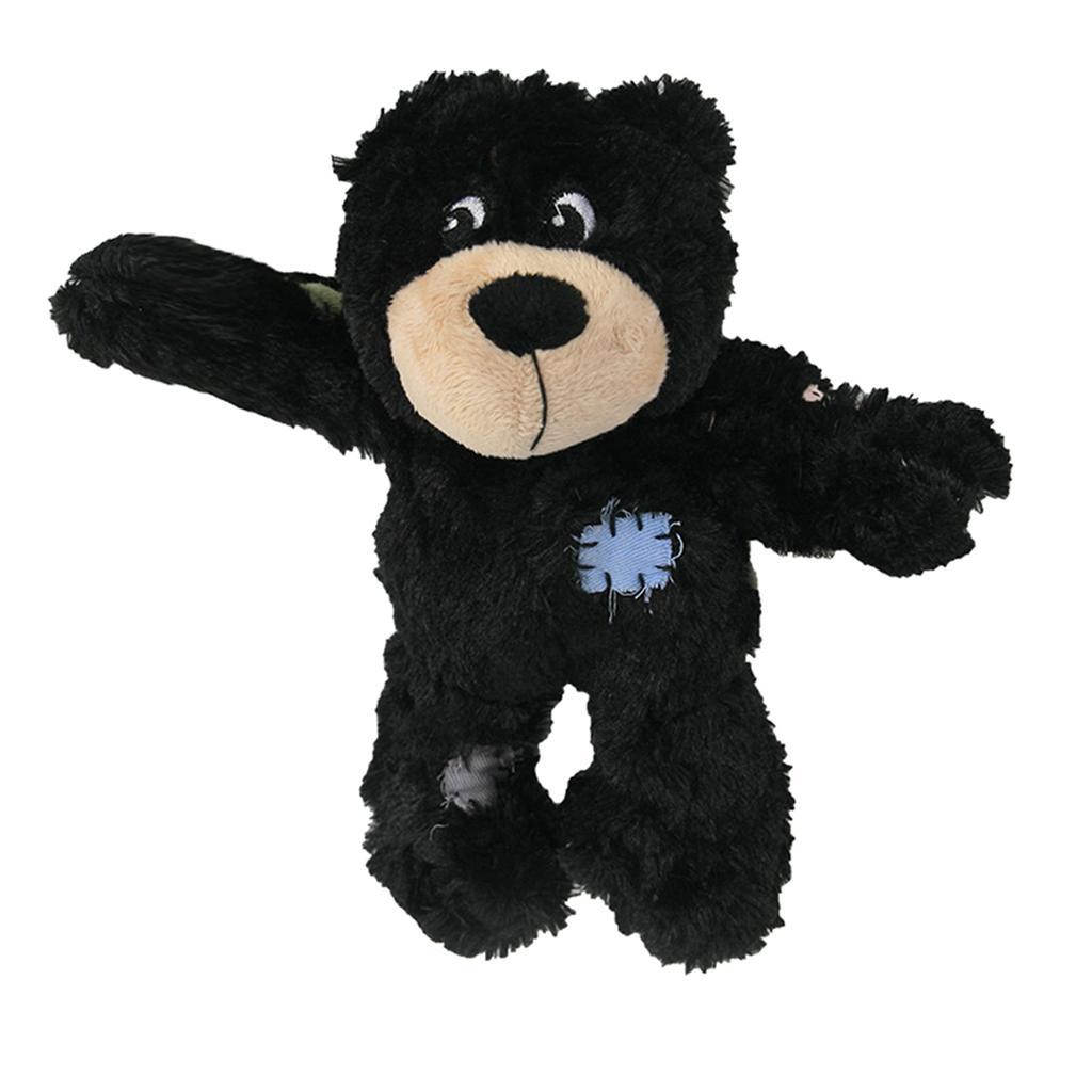 Cute Bear Design Dog Chew Squeaky Plush Toy Pet Bite Resistance Toy Black