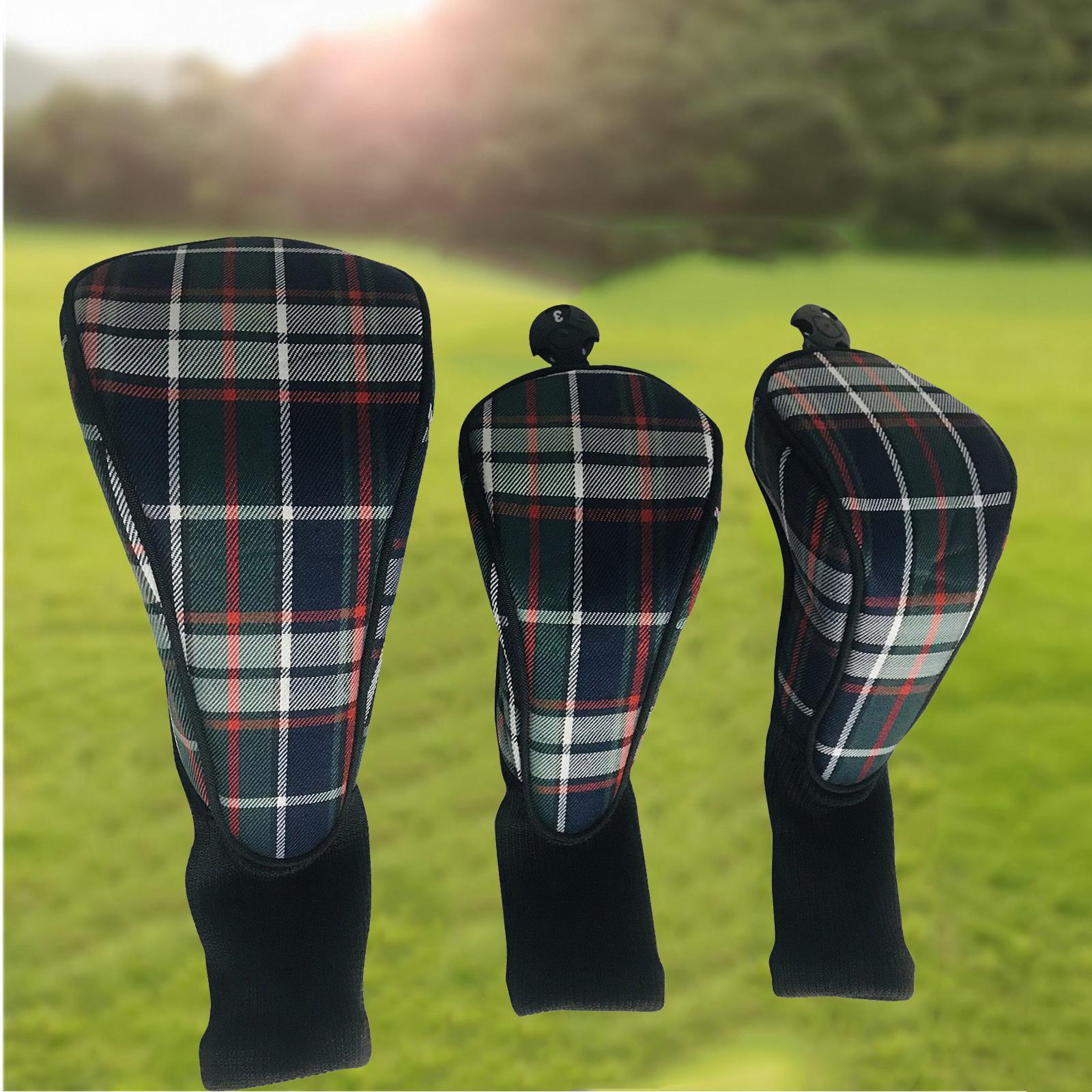 3Pcs Golf Club Head Covers Driver 1 3 5 7 X Fairway Woods Headcovers Long Neck