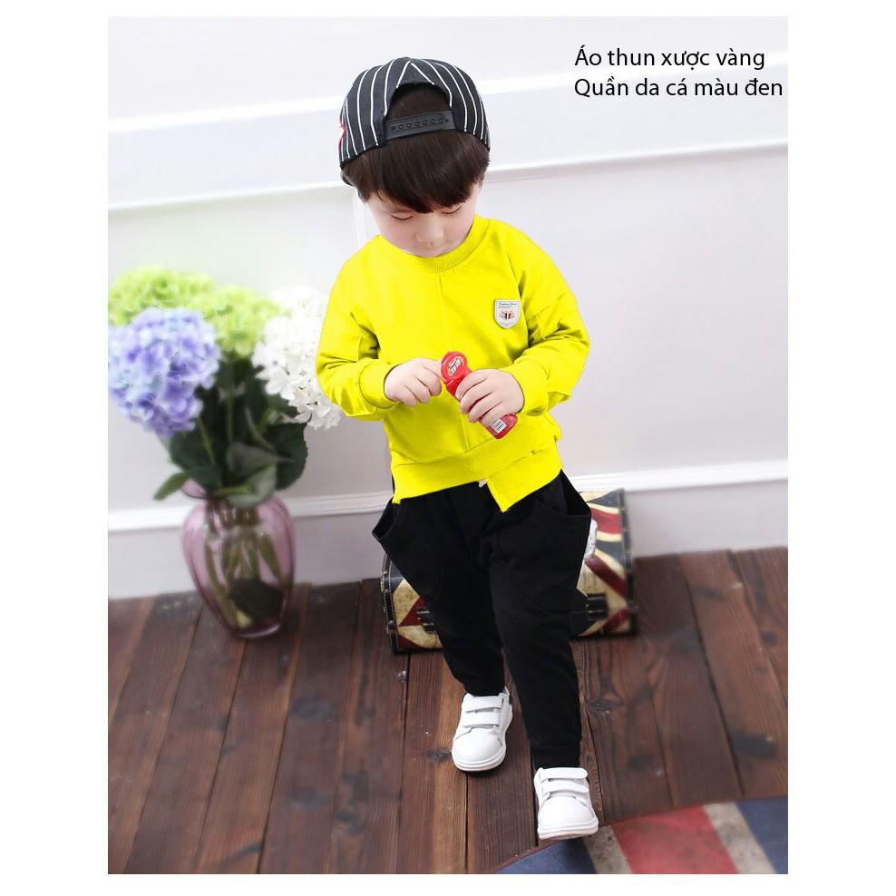 Bộ quần áo dài ấm áp cho bé trai, hình thêu, may lệch tà sành điệu - Quần áo trẻ em  - SockiMall