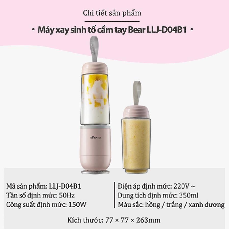 Máy xay sinh tố cầm tay Bear 2 cối xay, công suất lớn, dao 4 lưỡi thép không gỉ, Anh Lam Store - Hàng nhập khẩu