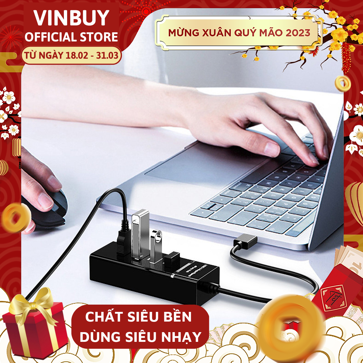 Hub USB 3.0 Chia 4 cống Cao Cấp - Cổng chia USB Cao Cấp - Chính Hãng VinBuy