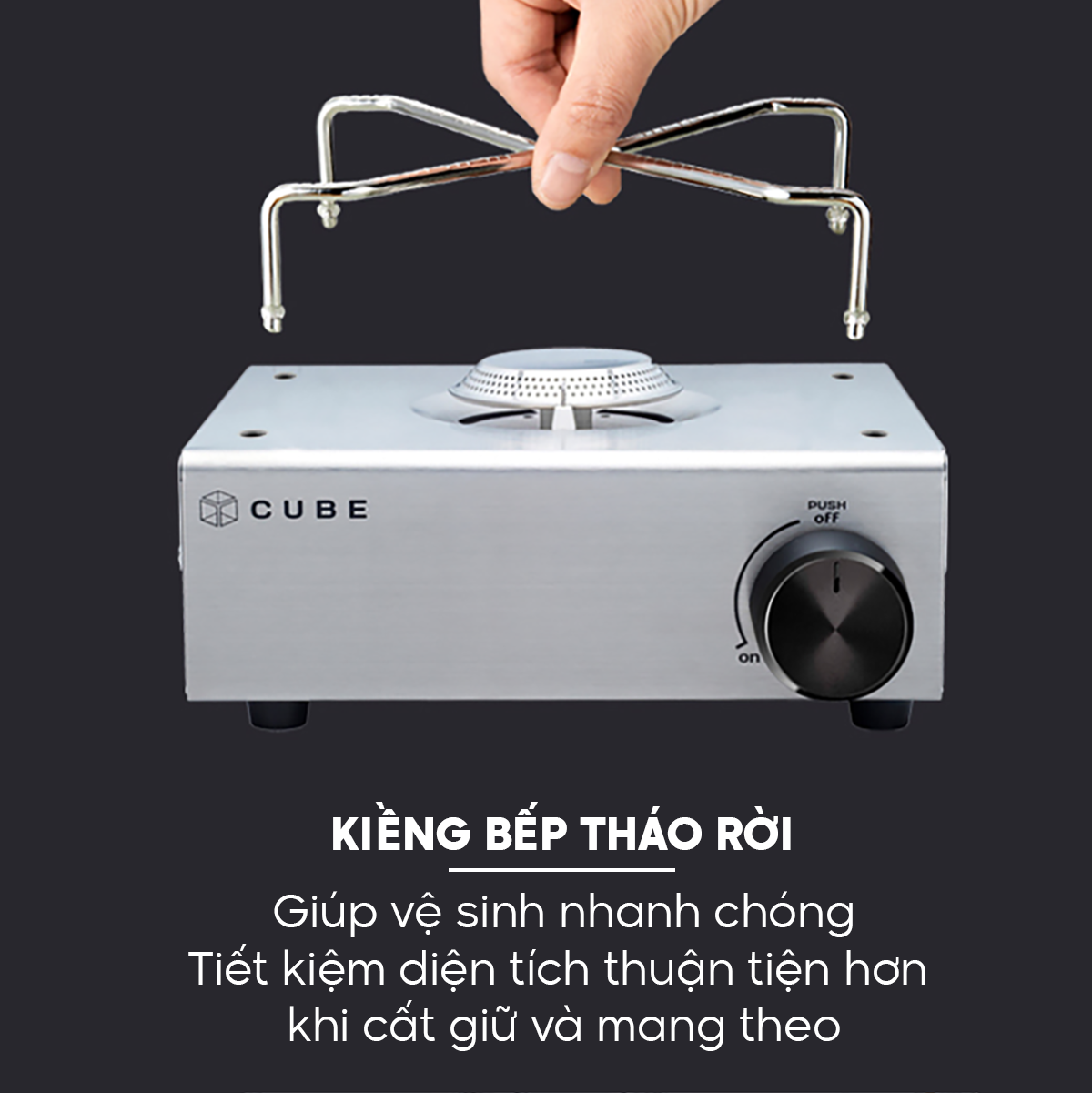 Bếp Ga Mini Cao Cấp Kovea CUBE - Inox 100% Công Suất 1800W Nhỏ Gọn Bảo Hiểm Chống Nổ Hàng Chính Hãng