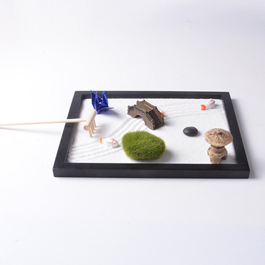 2pcs Zen Small Garden Mini Dry Landscape Kit- , Bridge,Chair Landscape