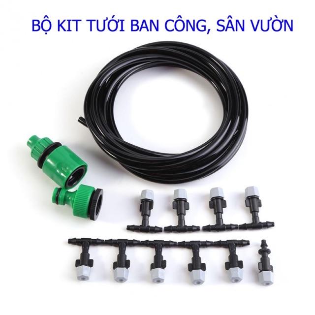 BỘ KIT TƯỚI CÂY BAN CÔNG SÂN VƯỜN - 10 Béc Phun Sương Nhựa (Xám)