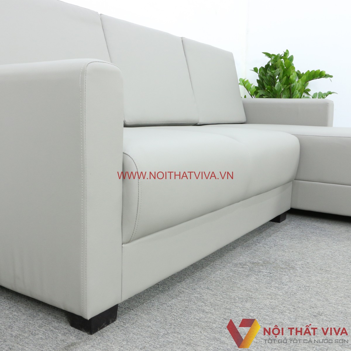 Bộ Sofa Nệm Phòng Khách Góc L Màu Ghi Xám Đẹp Hiện Đại Giá Rẻ