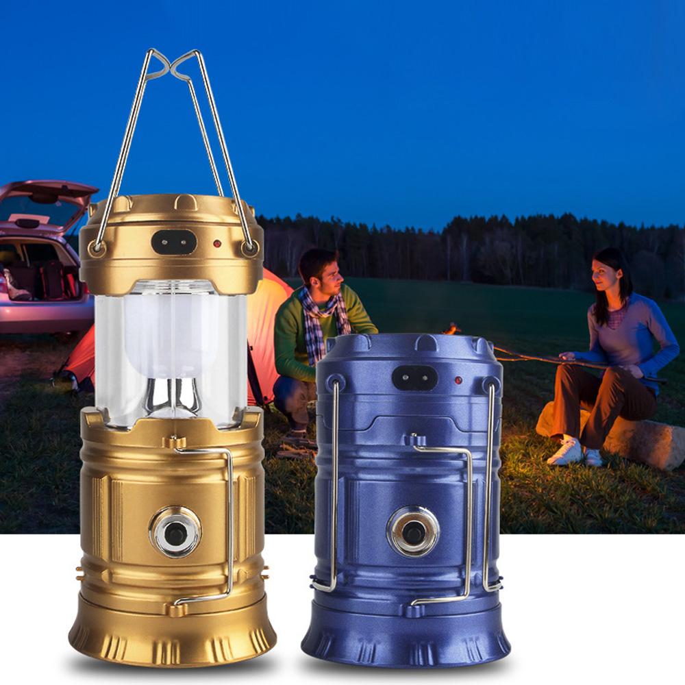 Portable Outdoor Lantern Handhold Flashlight DC Input/Solar Panel Two Power Supply Modes Rechargeable Battery LED Emergency Light Charger for Camping Hiking Traveling