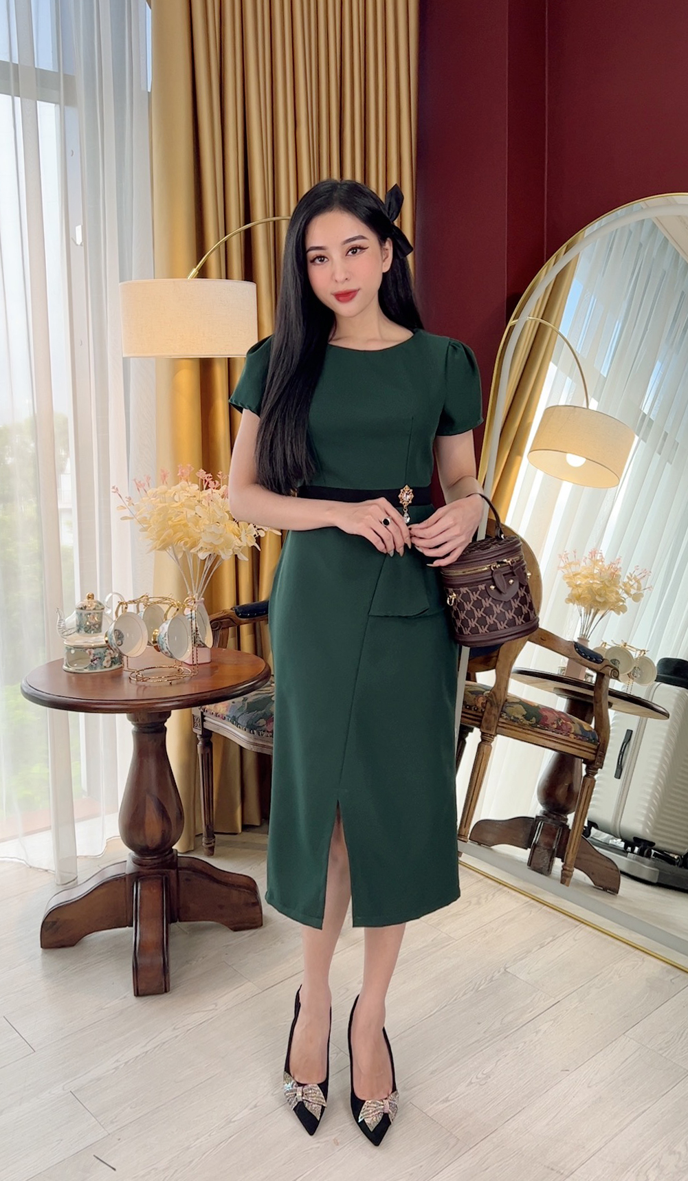 Đầm Trung Niên [ Linh Trà ] (TM 628) Trẻ Trung Thiết Kế Trang Nhã Thanh Lịch Đi Làm Đi Tiệc Cho Bà Cho Mẹ U40 U50