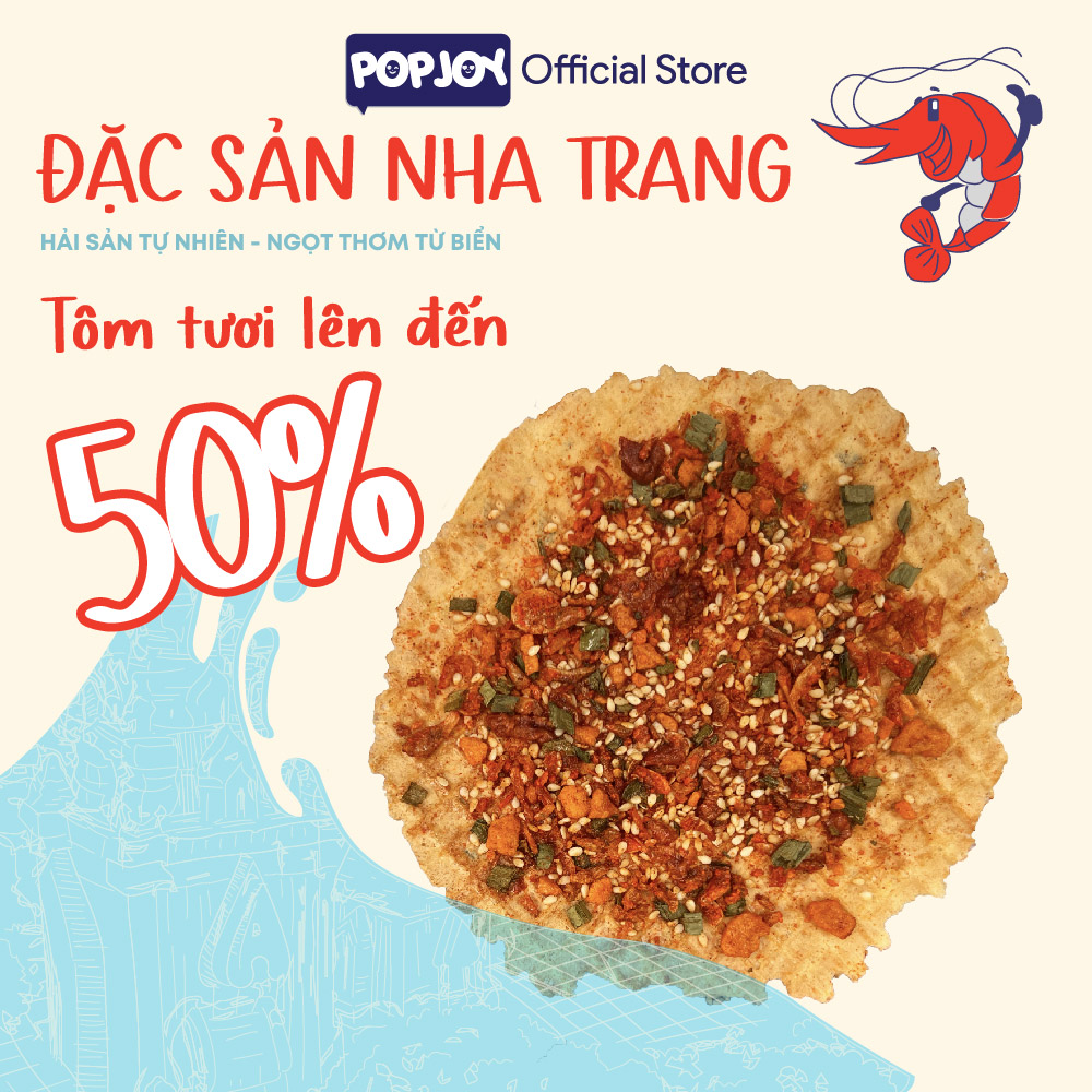 Combo 4 Vị Bánh Tráng Nướng Popjoy 125gram-Đặc Sản Nha Trang-Tôm Tươi, Mực Tươi, Cá Cơm Tự Nhiên, Pizza Gà Nướng Phô Mai