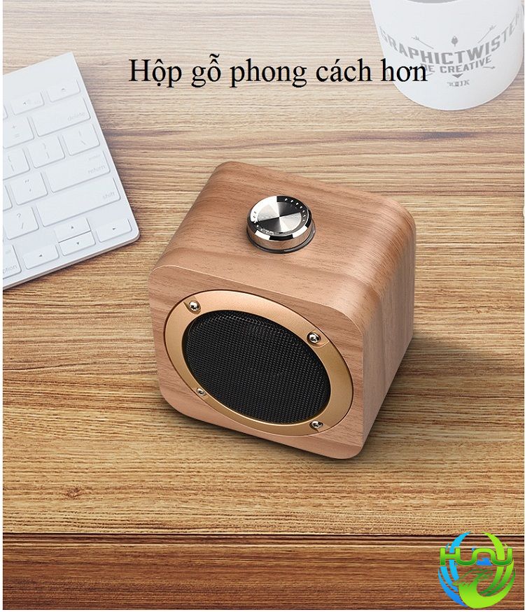 Loa Bluetooth Mini Bằng Gỗ Phong Cách Retro - Chất liệu gỗ sang trọng