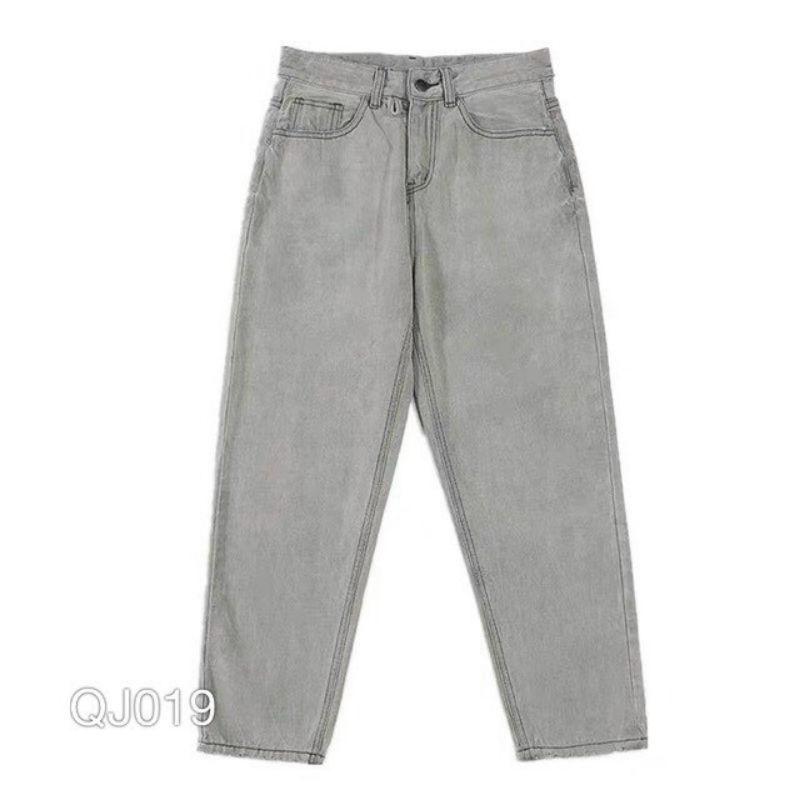 Quần baggy nam ống rộng chất bò màu xám trơn