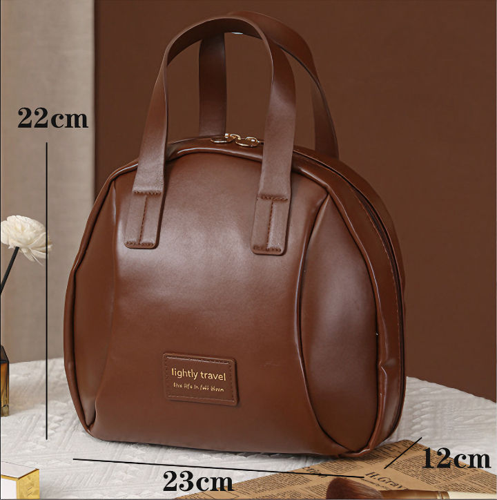 Túi đựng mỹ phẩm, nước hoa LIGHTLY TRAVEL tròn bằng da sang trọng chống thấm nước 23cm - Hàng chính hãng