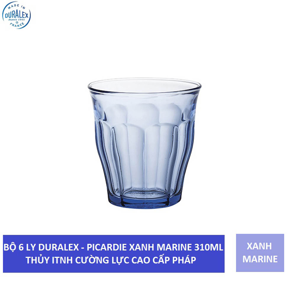 Bộ 6 ly D1028A Duralex - Picardie xanh Marine 310ml Thủy tinh cường lực cao cấp Pháp