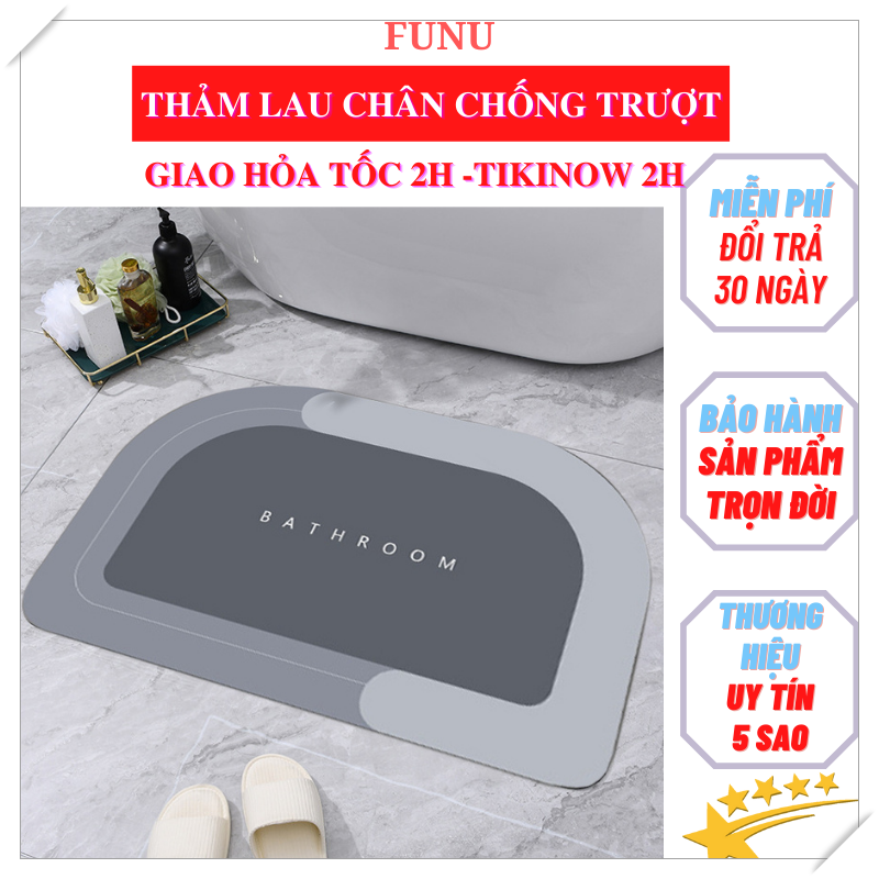 Thảm chùi chân Bathroom cao cấp, thảm lau chân đa năng chống trơn trượt, thấm hút siêu tốt, dễ dàng vệ sinh - Hàng chính hãng