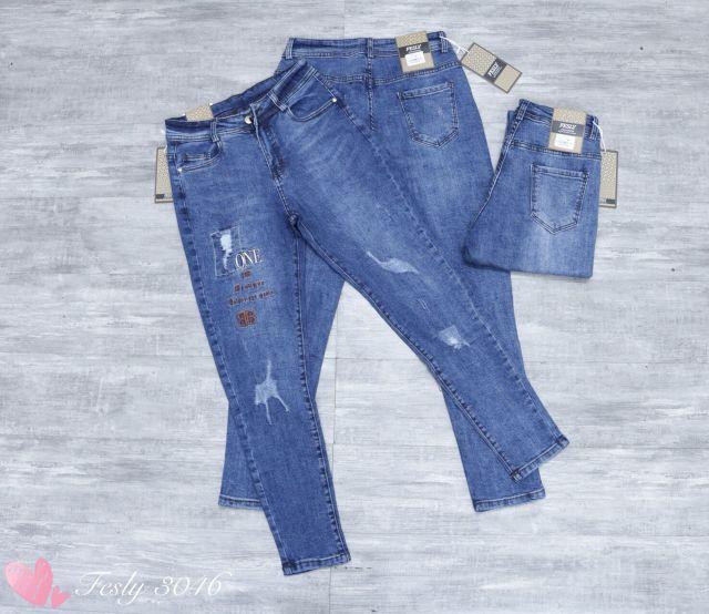 Quần Jeans Nữ Baggy Thêu Chữ Cạp Cao