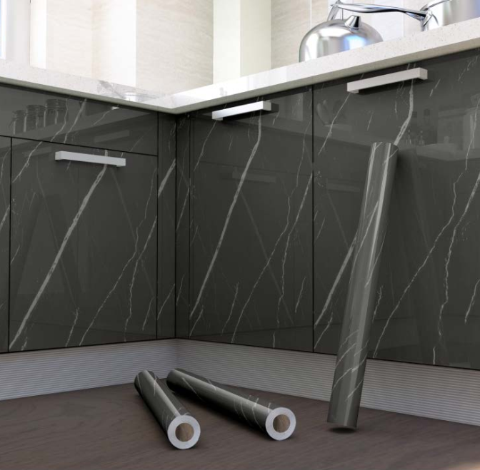 5M GIẤY DECAL DÁN BẾP TRÁNG NHÔM CÁCH NHIỆT KEO SẴN KHỔ 60CM MẪU VÂN ĐÁ MỚI NHẤT DB023 XÁM ĐẬM SỢI TRẮNG
