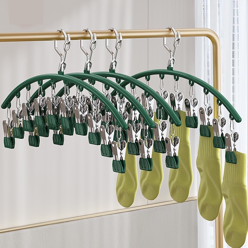 Móc chùm phơi đồ 10 kẹp bằng inox chắc chắn chống gió