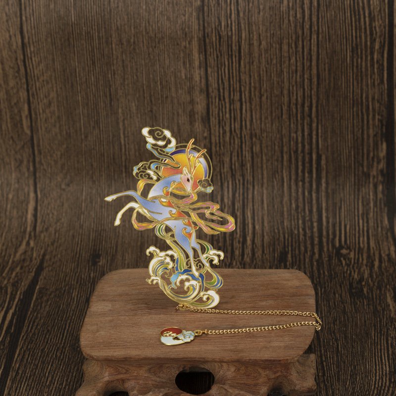 Bookmark kim loại mỏng RỒNG PHƯỢNG SONG NGƯ HẠC phong cách cổ trang kẹp sách độc đáo - Nai