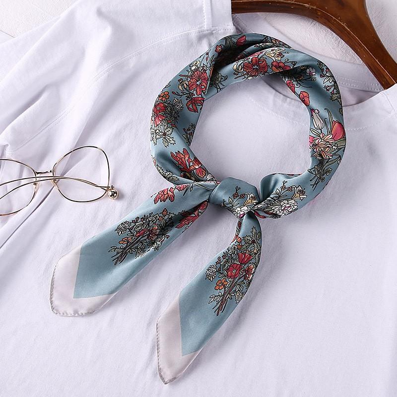 Khăn Lụa Vuông Cao Cấp Bông Hoa - Chất Liệu Lụa Chiffon - 70x70cm - Mã KL033