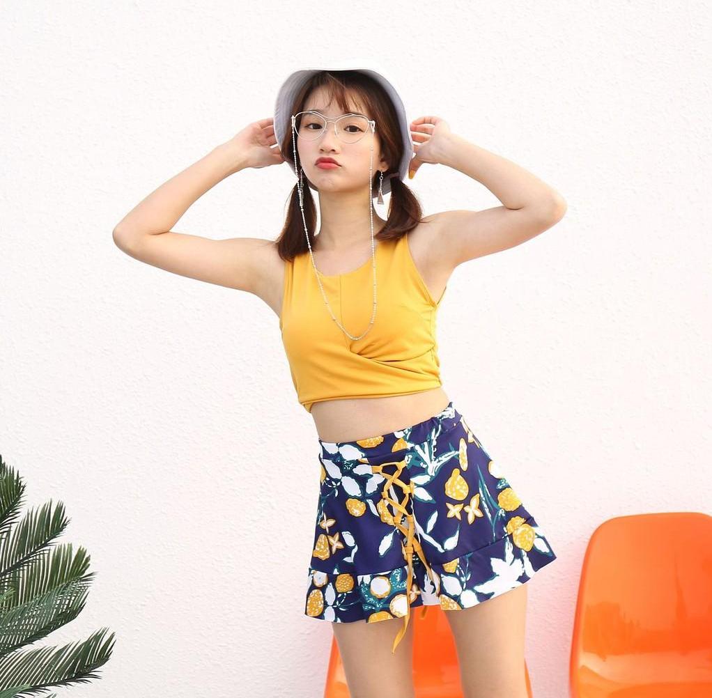 Bộ đồ bơi 3 mảnh màu vàng dáng Hàn Quốc 2019