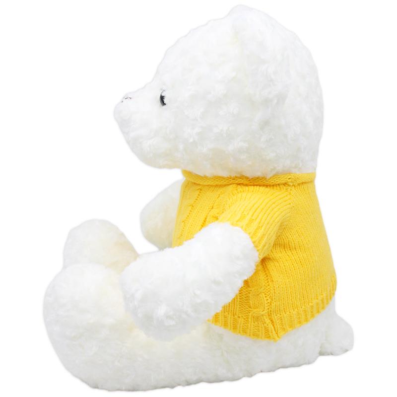 Thú Bông Gấu Teddy Trắng 40 cm - ZooZoo 40240 - Mặc Áo Len Vàng