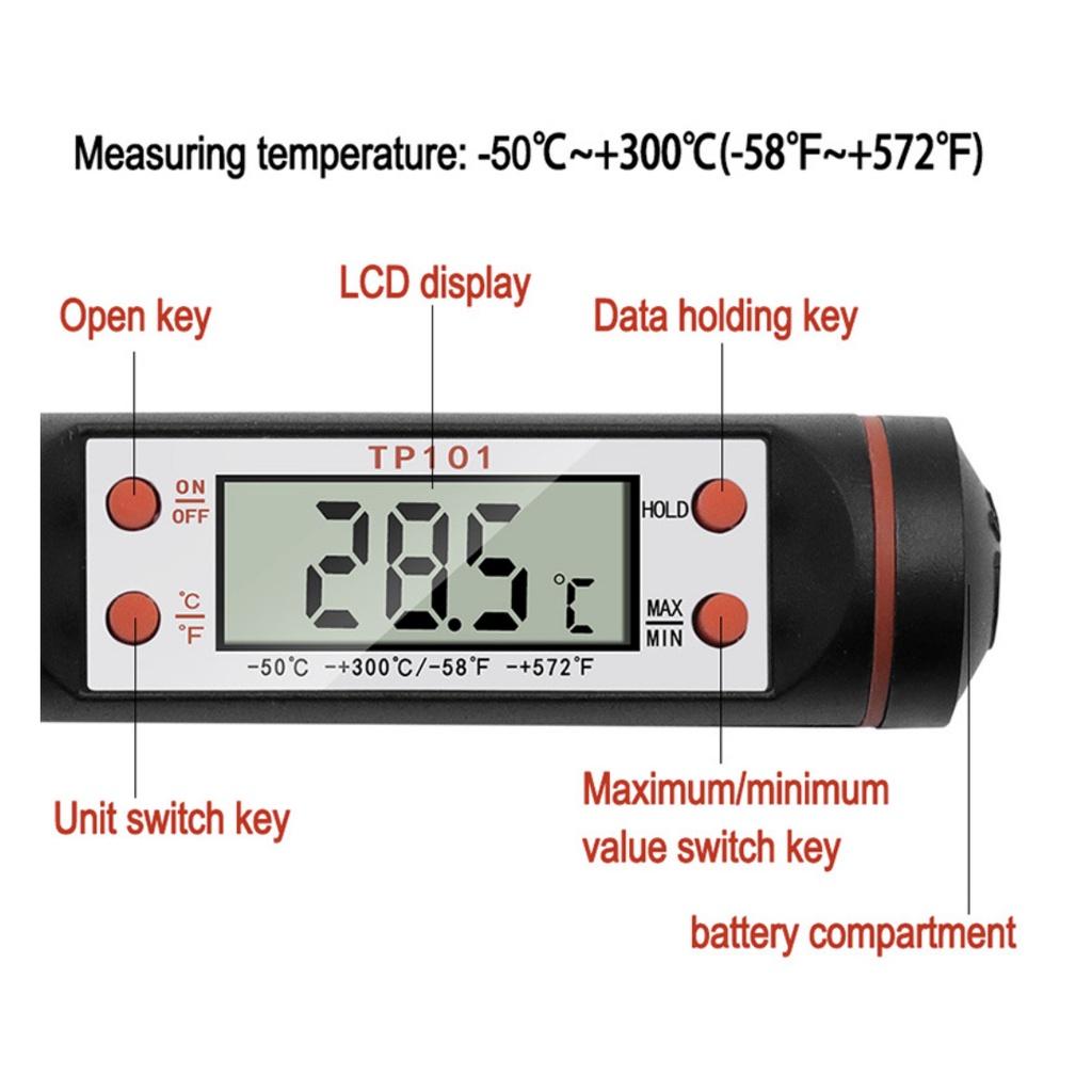 Nhiệt kế đo độ nước sôi pha sữa loại xịn nhiệt kế điện tử -50 tới 300 độ C đầu đo inox 304 cao cấp