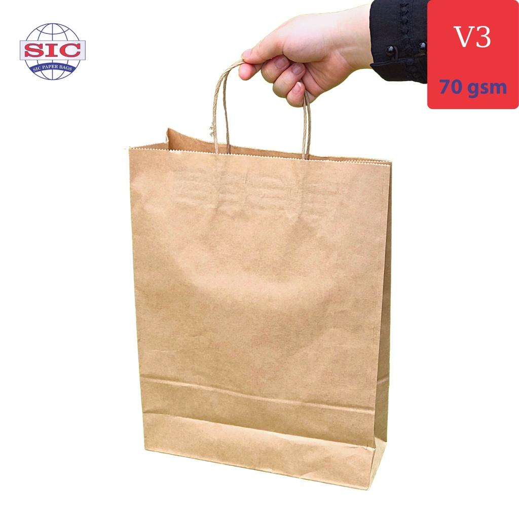 100 CHIẾC TÚI GIẤY KRAFT V3- 25x10x30 CÓ QUAI