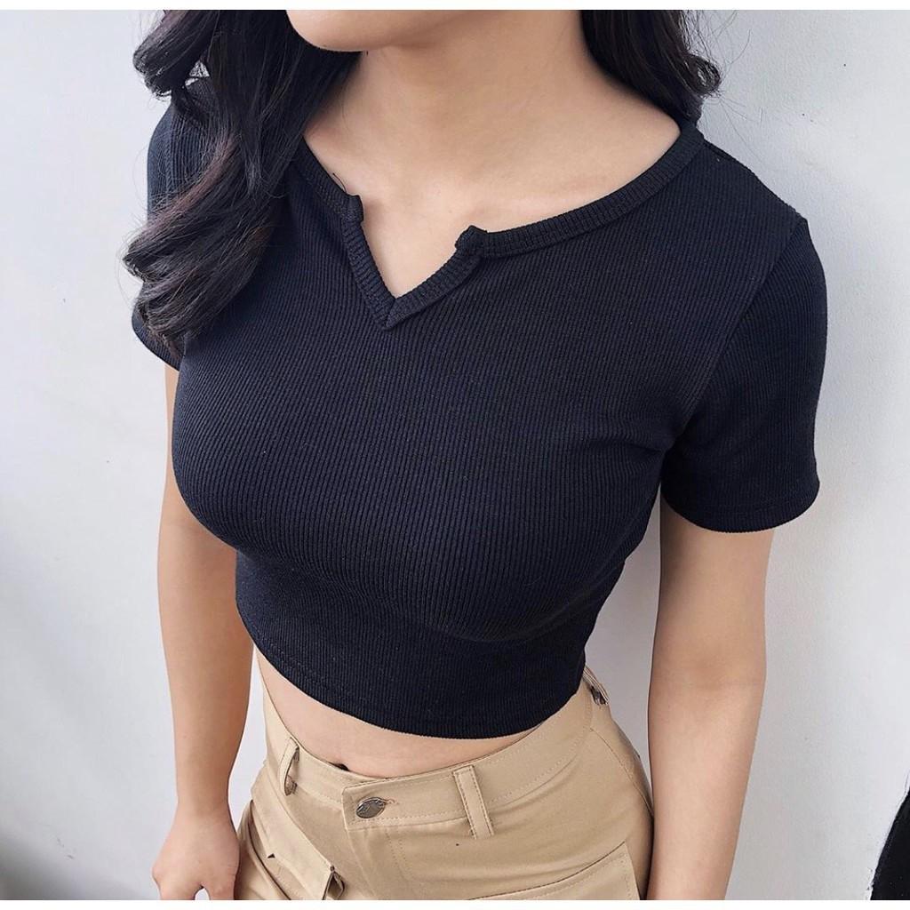 Áo Croptop Cổ Vuông SANMAY Croptop Kiểu Tay Ngắn Ôm Body Sexy Ulzzang Hàn Quốc AO040