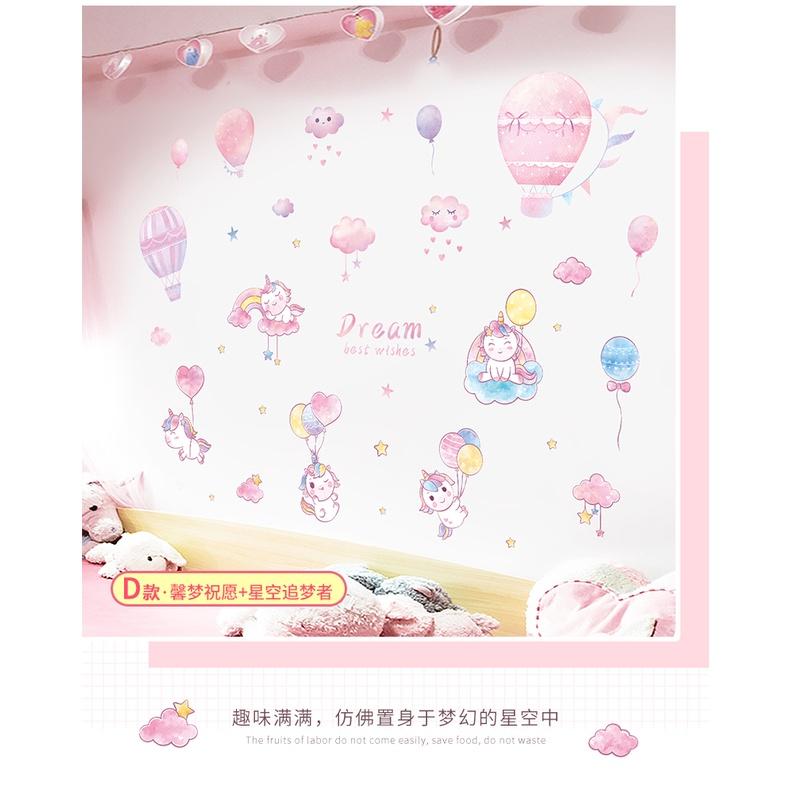 Decal dán tường, tủ quần áo, trang trí phòng bé NGỰA PONY VÀ BÓNG BAY