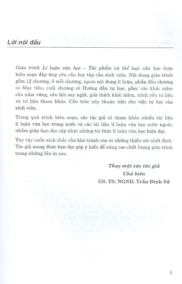 Giáo Trình Lí Luận Văn Học - Tác Phẩm Và Thể Loại Văn Học