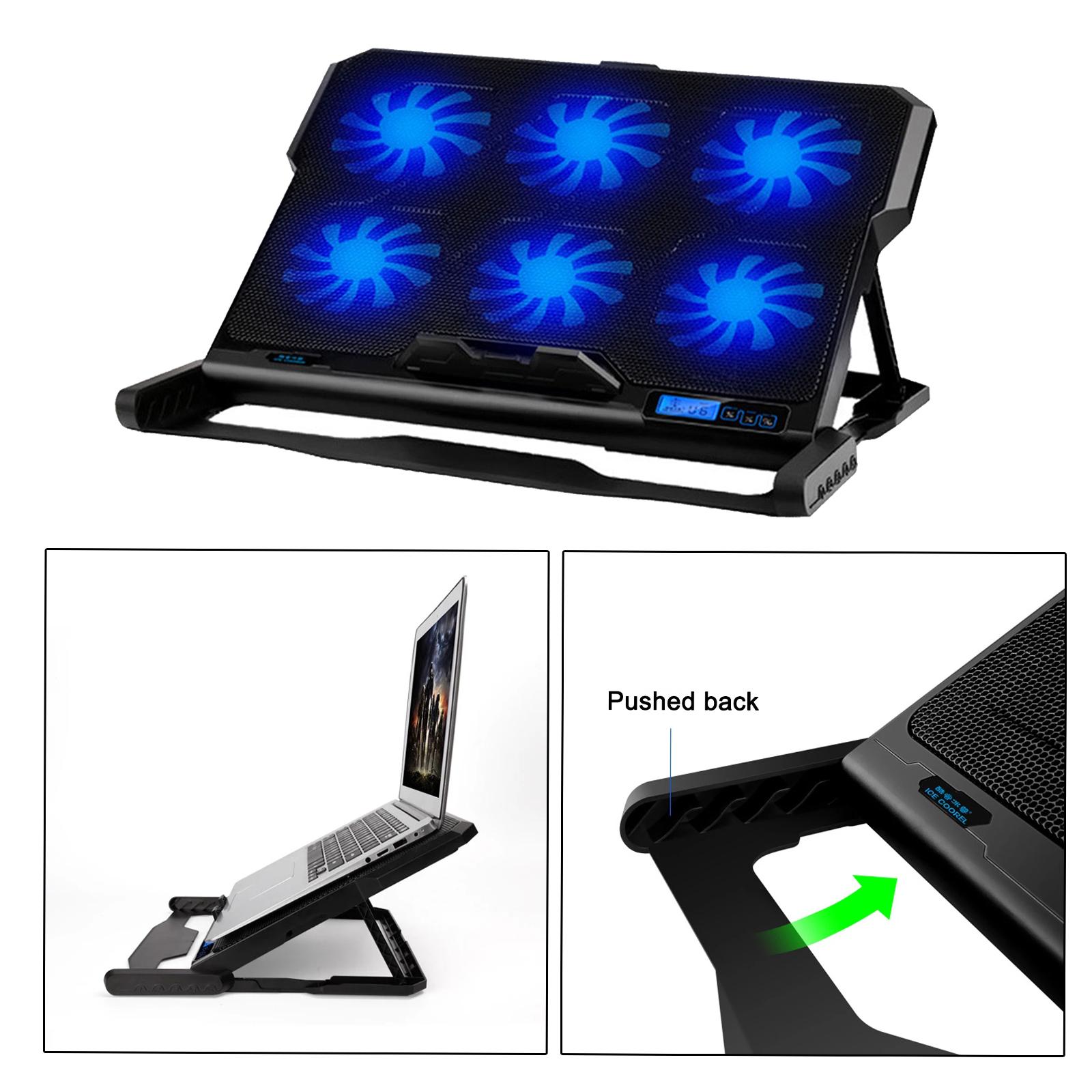 Laptop Cooling Pad, Laptop Cooler Pad 6 Quiet Led Fans Dual USB Powered Gaming Laptop Cooling Stand for Laptop Computer, Wind Speed Adjustable