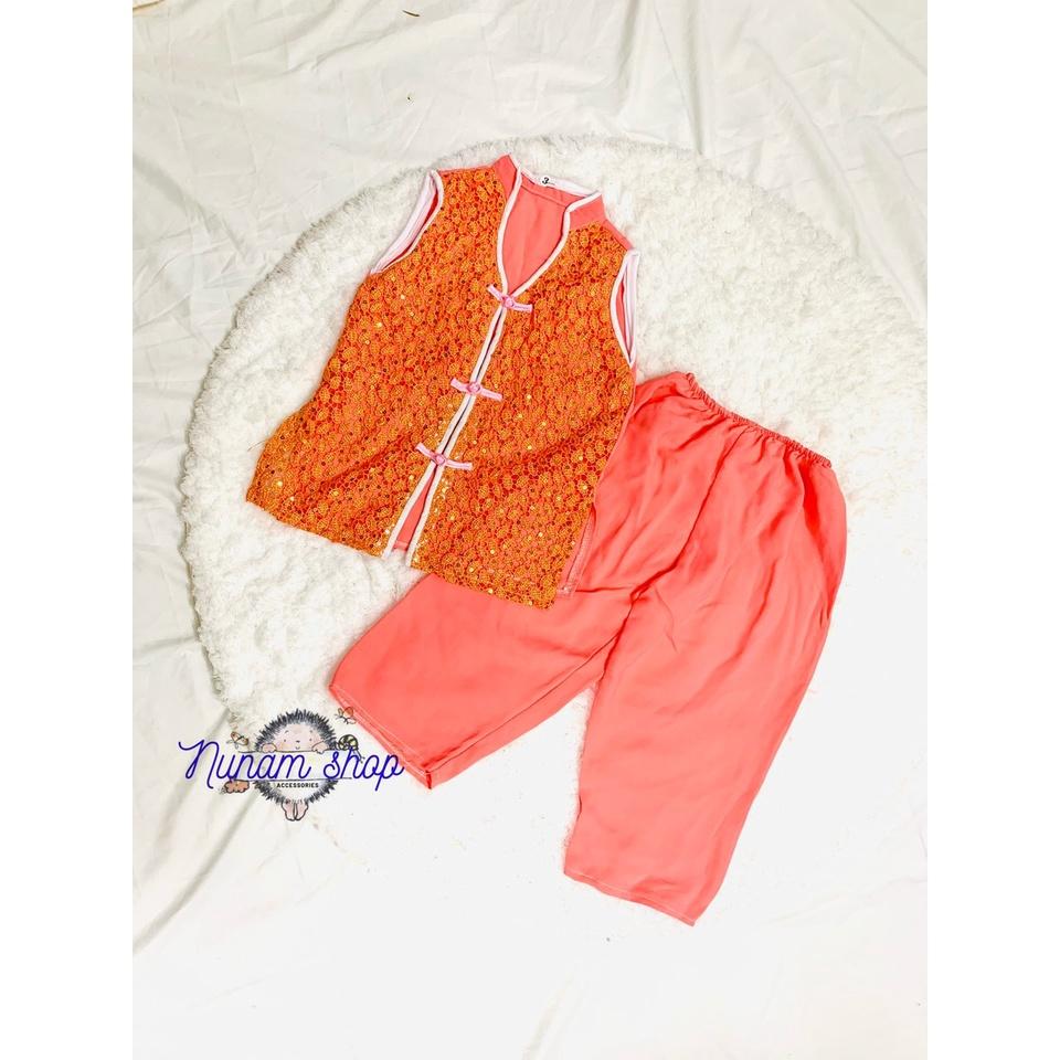 BỘ TÀU REN CHẤT PHI BÓNG XINH XẮN HÀNG THIẾT KẾ CHO BÉ 13-16KG - NUNAM SHOP