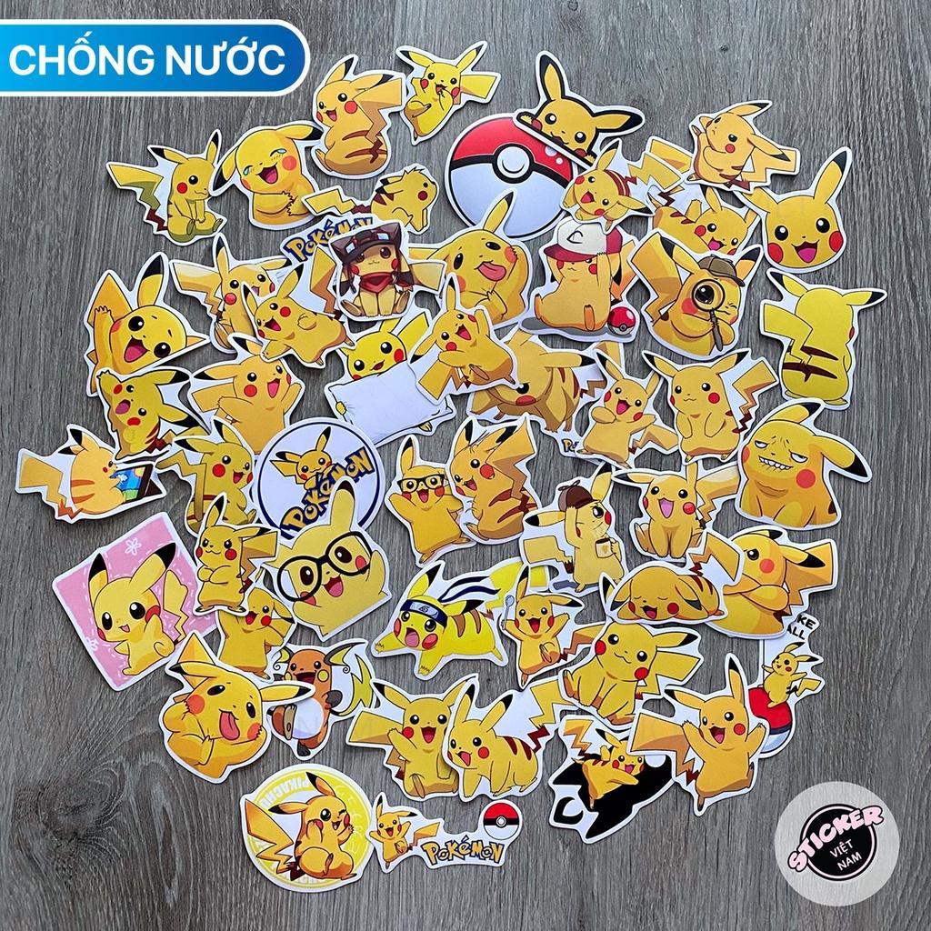 Sticker PIKACHU - Dán Trang Trí - Chất Liệu PVC Cán Màng Chất Lượng Cao Chống Nước, Chống Nắng, Không Bong Tróc Phai Màu