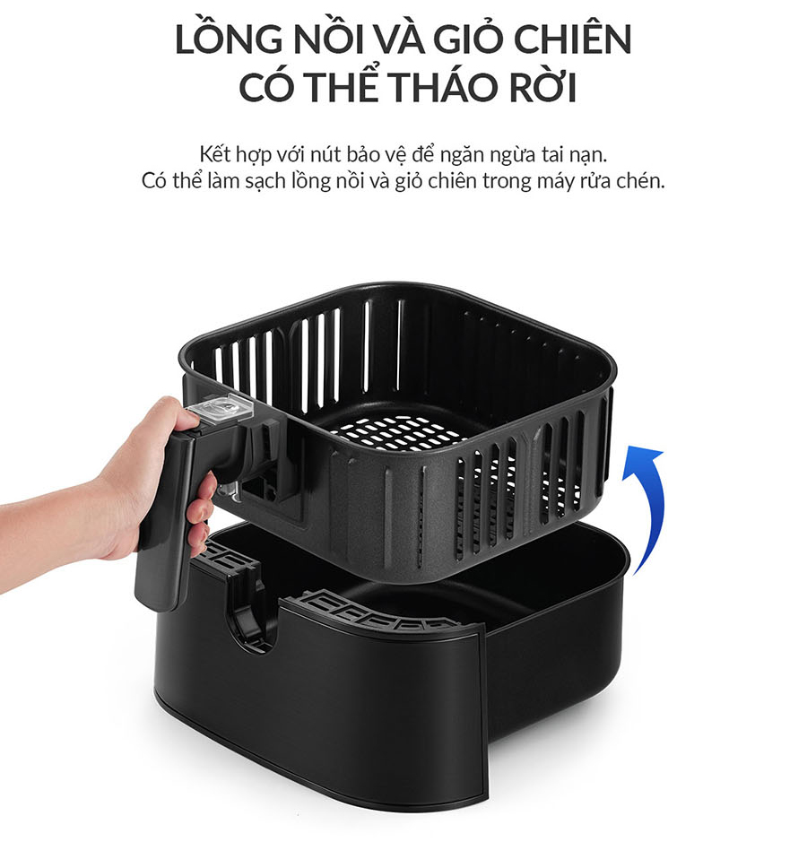 Nồi chiên không dầu LocknLock EJF284BLK (5.5 Lít) - Hàng chính hãng