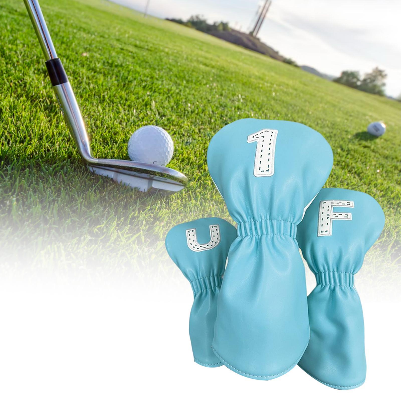 3Pcs PU Wood Golf Head Covers Men Women Universal Golf Club Head Covers