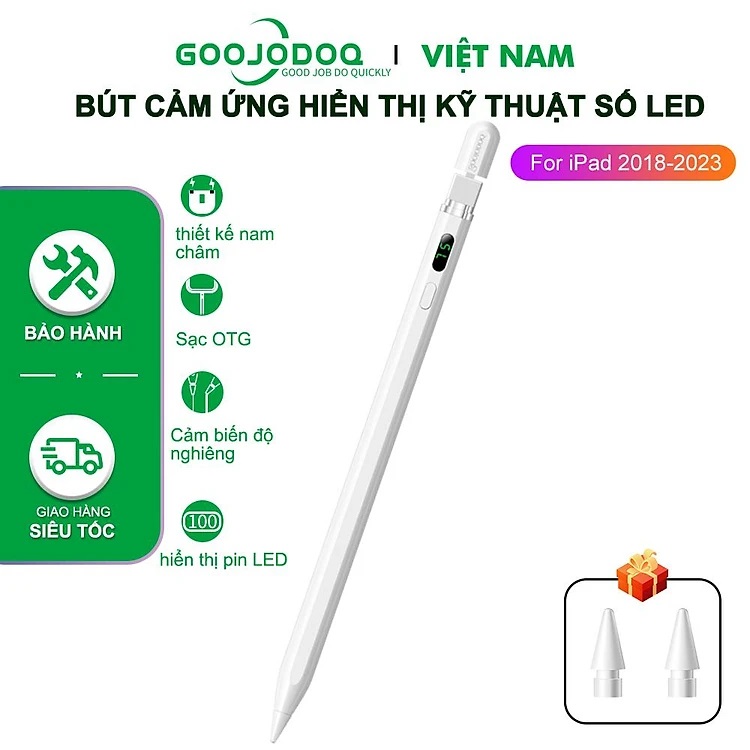 [HÀNG CHÍNH HÃNG GOOJODOQ] CD3276. - Bút cảm ứng Digital Power Display Anti-mistouch Stylus dành cho &quot;phiên bản iPad 2018 trở lên  iPad 10/9/8/7/6 iPad Air 3/4/5 iPad Mini 5/6 iPad Pro 11/12,9 inch (Vui lòng cập nhật hệ thống lên phiên bản 12.2 trở lên)&quot;