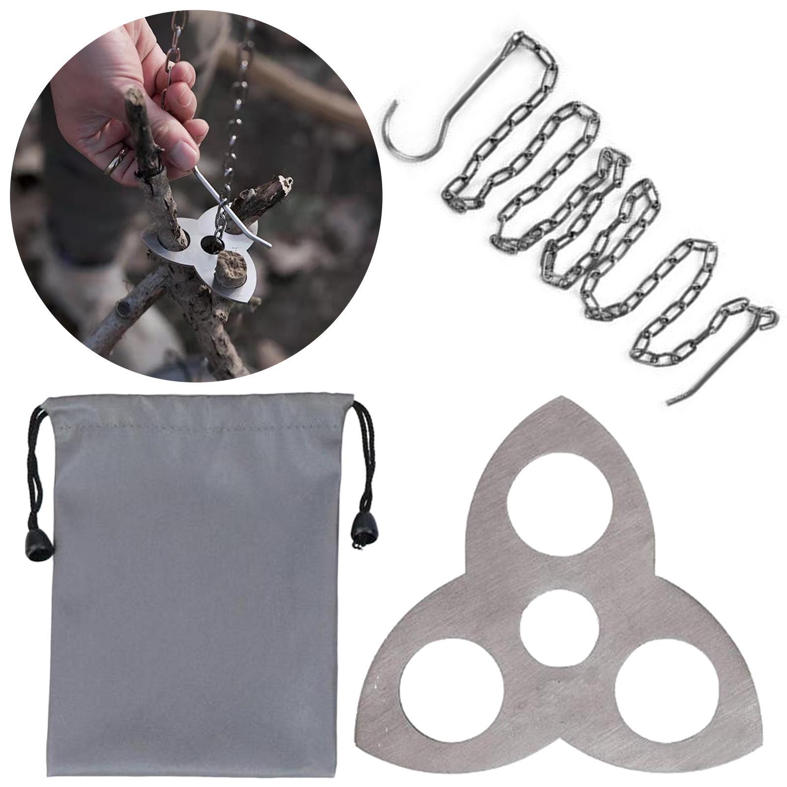 Camping Tripod Board, Turn Branches into Campfire Tripod, Campfire Support Plate with Chain for Hanging Cookware, Great Accessory for Outdoor Cooking
