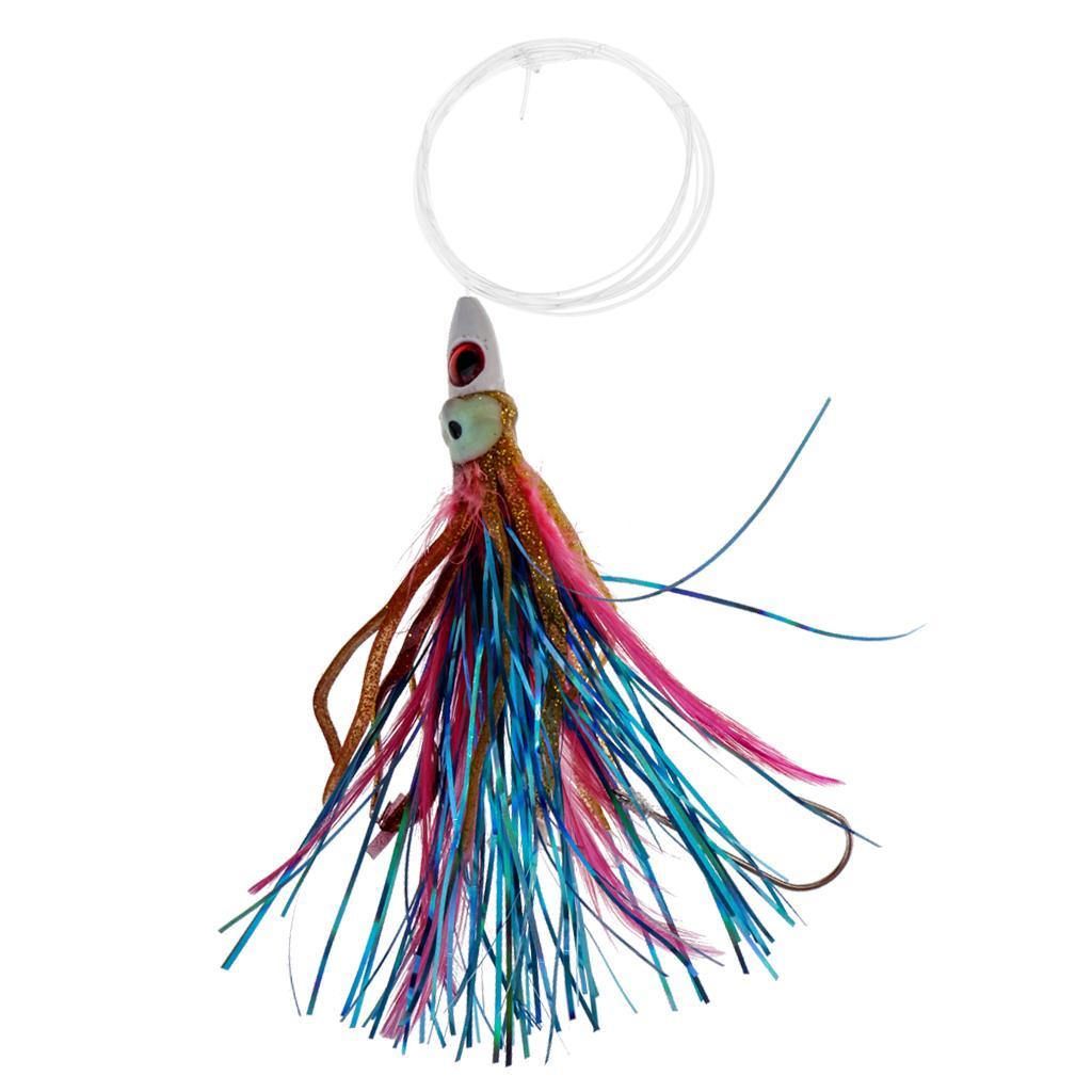 2 Pieces Bionic Jigs Head Lure 14cm Fishing Spoon Squid Skirt Soft Lure Tuna