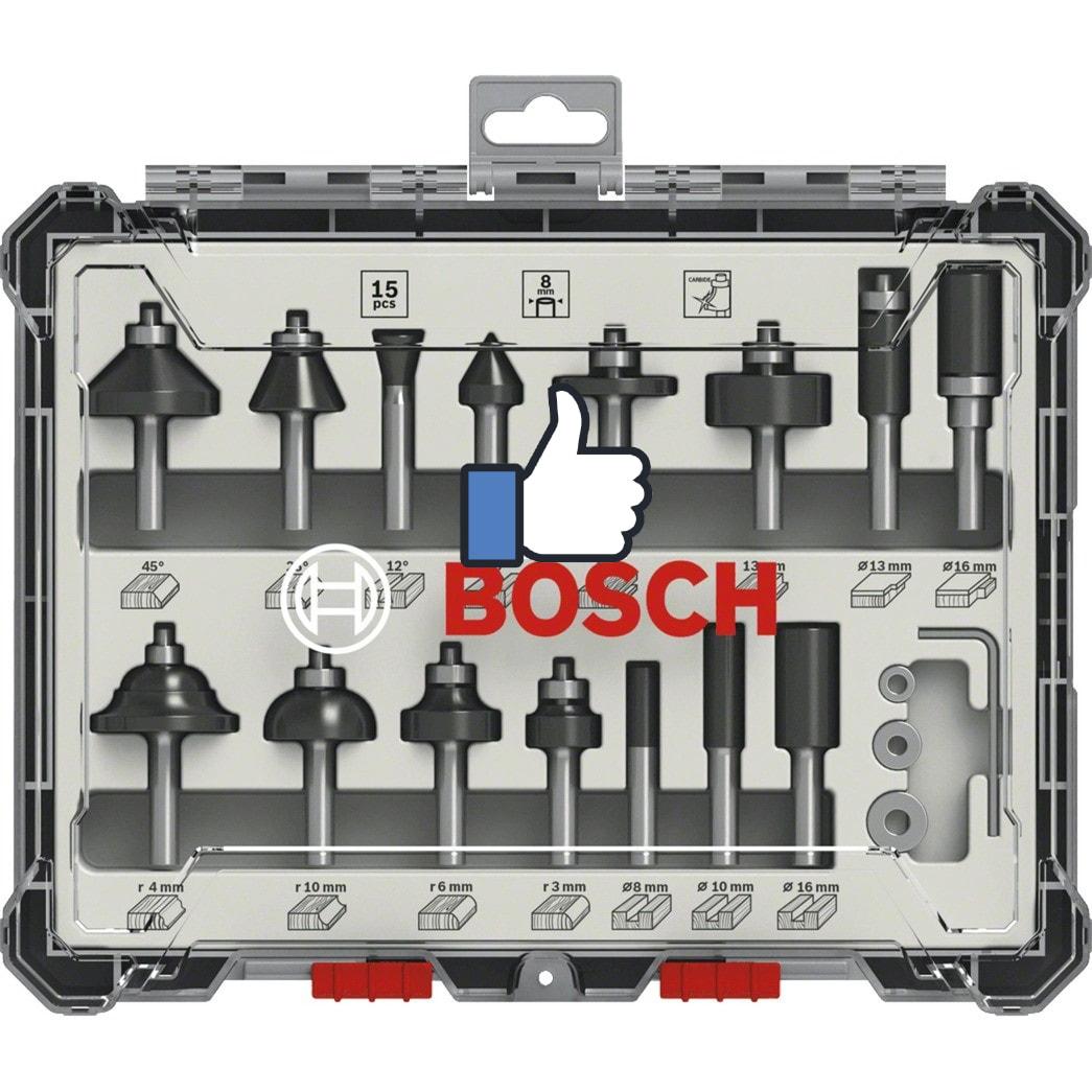 BỘ MŨI PHAY HỖN HỢP 15 MÓN BOSCH 2607017473 - HÀNG CHÍNH HÃNG