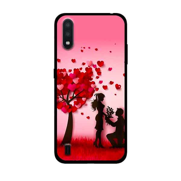 Ốp Lưng in cho Samsung Galaxy A01 Mẫu Nền Trái Tim 1 - Hàng Chính Hãng