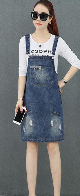 ĐẦM YẾM DENIM LƯNG ĐÍNH LOGO DY788-788DY