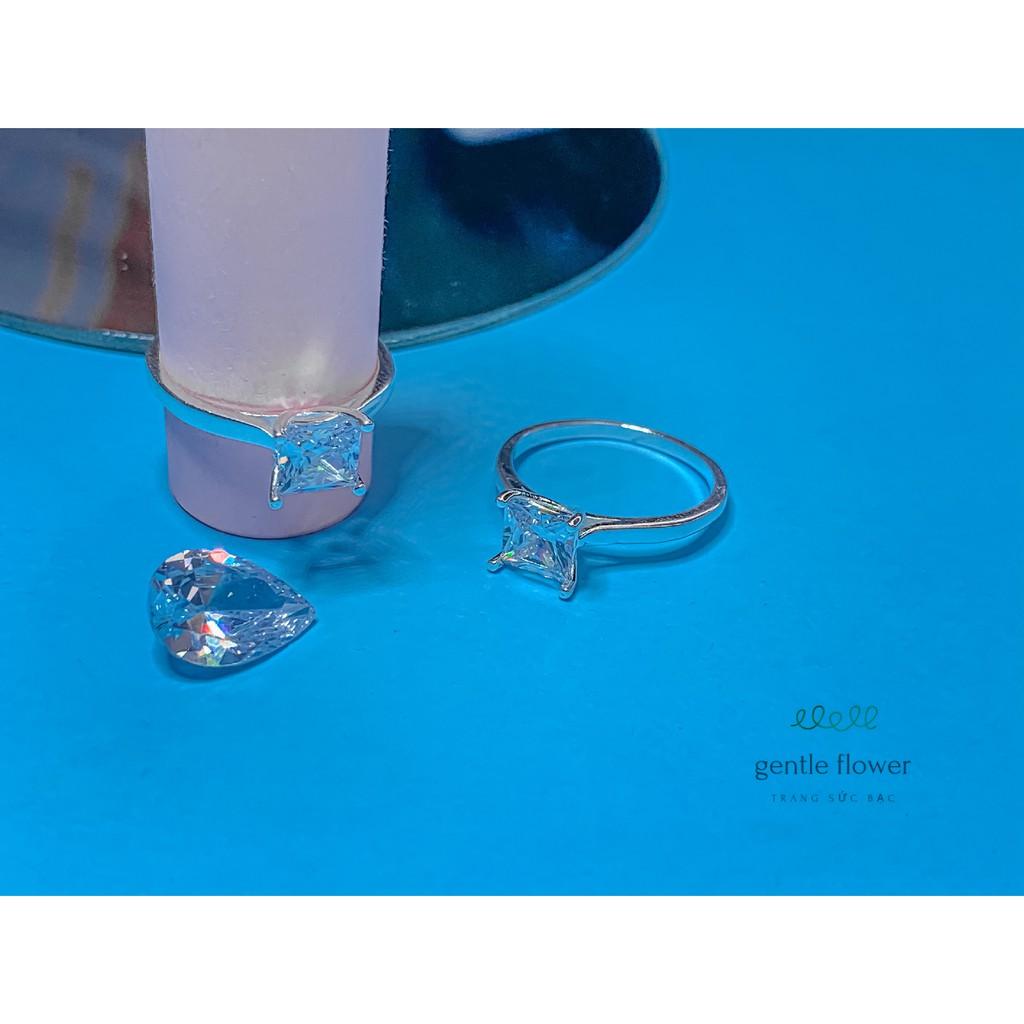 Nhẫn bạc ta nữ đính đá thiết kế đơn giản Gentle Flower