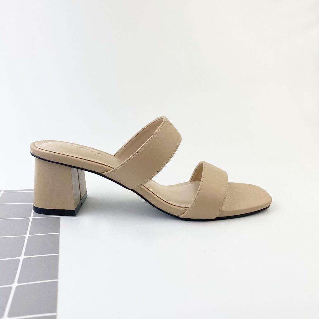 Guốc cao gót nữ 5p dáng sandal 2 quai ngang